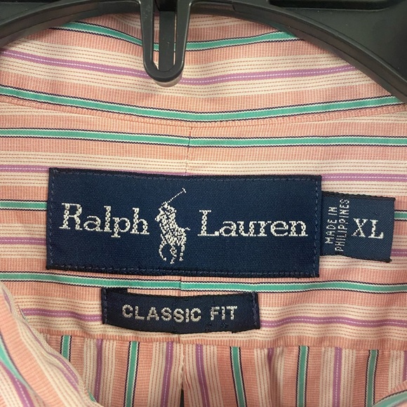 Ralph Lauren Classic Fit Cotton Button Down Long Sleeved Striped Size XL Shirt - Picture 6 of 11